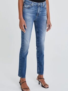 Ag Mari High-Rise Slim Straight Leg Jeans in Blue Wash